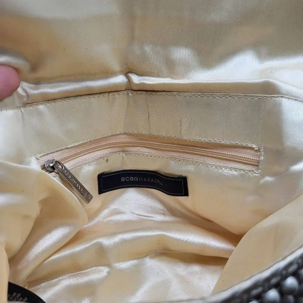 Vintage 90s BCBG MaxAzaria Cream Colored Mod Metal Chainmaile Purse